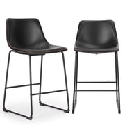 EDX Counter Height Bar Stools Set of 2 With Back and Footrest, Metal Frame, 26 inch, Black