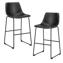 EDX Counter Height Bar Stools Set of 2 With Back and Footrest, Metal Frame, 30 inch, Black