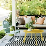 Yangming End Table, Modern Round Coffee Table, Metal Large Side Table for Indoor Outdoor Use, Yellow