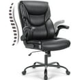 thumbnail image 1 of Yangming Executive Office Chair with Flip-up Arms, Ergonomic Back Support, High Back,  PU Leather 300lbs, Black, 1 of 9