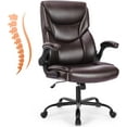 thumbnail image 1 of Yangming Executive Office&nbsp;Chair&nbsp;with&nbsp;Flip-up Arms, Ergonomic&nbsp;Back&nbsp;Support,&nbsp;High&nbsp;Back,&nbsp;&nbsp;PU Leather&nbsp;300lbs, Brown, 1 of 9