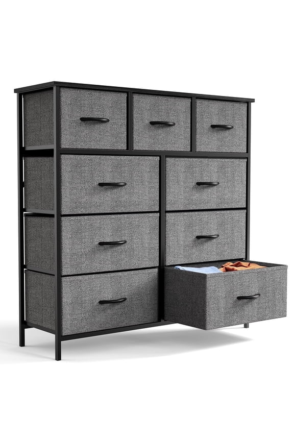 Fabric Dresser for Bedroom 9 Drawer, Grey