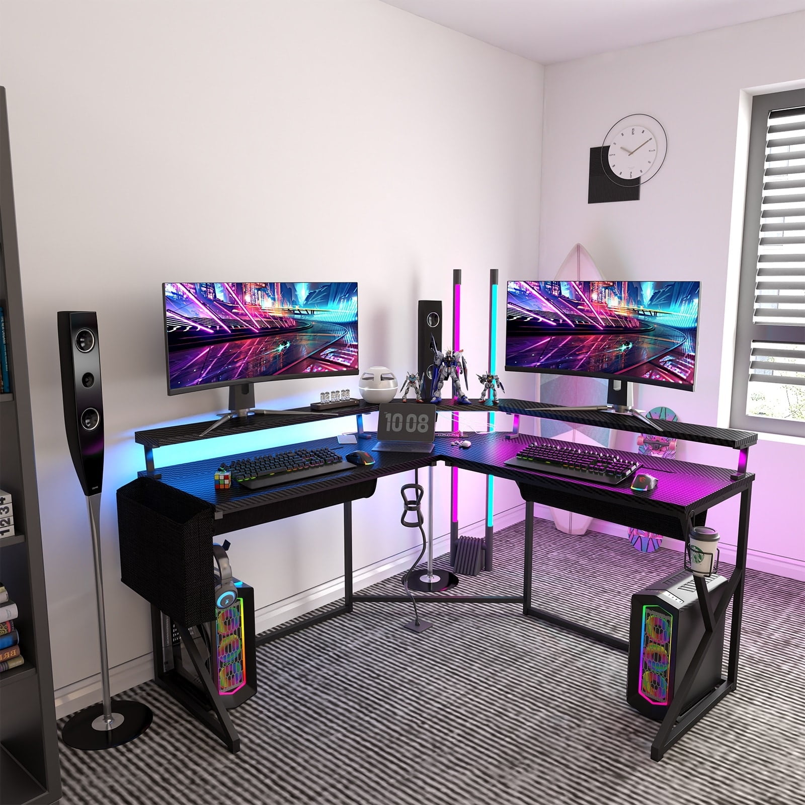 Yangming Gaming Desk, Home Office Desk Table Gamer Workstation Writing