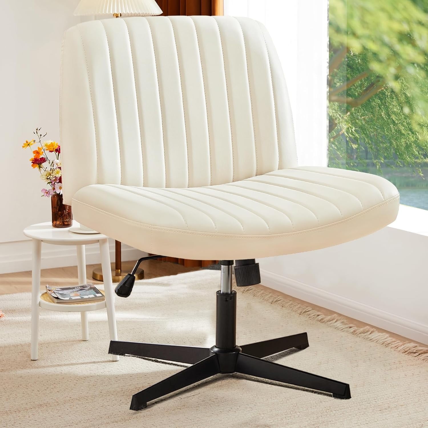 Yangming Mid Back Swivel Office Desk Chair Pink