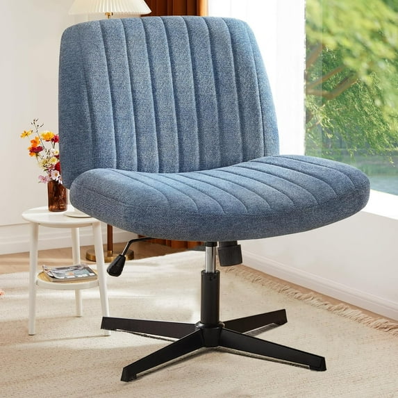 Simenmax Home Office Desk Chair, Mid-Century Inspired Adjustable Swivel Comfy Upholstered,Blue