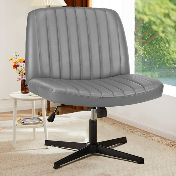 Simenmax Home Office Desk Chair, Mid-Century Inspired Adjustable Swivel Comfy Upholstered, Gray