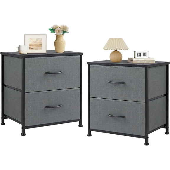 ZUNMOS Nightstand Set of 2, Versatile Nightstand with 2 Drawers - Ideal for Bedroom, Living Room, Closet, Entryway, Grey