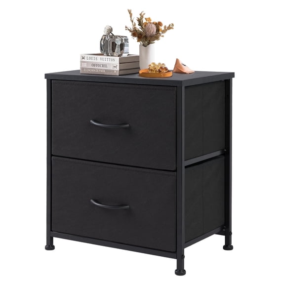 edx Nightstand, Versatile Nightstand with 2 Drawers - Ideal for Bedroom, Living Room, Closet, Entryway, Black
