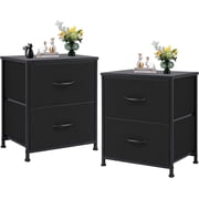 edx Nightstands Set of 2 with 2 Storage Drawers - Side Table for Bedroom, Living Room, Closet, College Dorm, 20" Height, Black