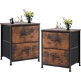 thumbnail image 1 of edx Nightstands Set of 2 with 2 Storage Drawers - Side Table for Bedroom, Living Room, Closet, College Dorm, 20" Height, Rust Brown, 1 of 8