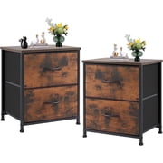 edx Nightstands Set of 2 with 2 Storage Drawers - Side Table for Bedroom, Living Room, Closet, College Dorm, 20" Height, Rust Brown