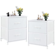 edx Nightstands Set of 2 with 2 Storage Drawers - Side Table for Bedroom, Living Room, Closet, College Dorm, 20" Height, White