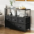 thumbnail image 1 of ZUNMOS TV Stand with 5 Drawer Dresser Open Shelves, Fits TV up to 45 Inches, Black, 1 of 9