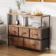 thumbnail image 1 of edx TV Stand with 5 Drawer Dresser Open Shelves, Fits TV up to 45 Inches, Rust Brown, 1 of 8