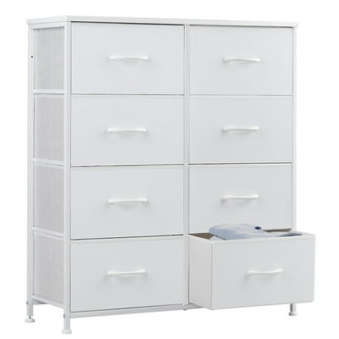 ZUNMOS 8 Drawer Fabric Dresser for Bedroom, Chest of Drawer Organizer Storage Cabinet for Closet, Entryway, White