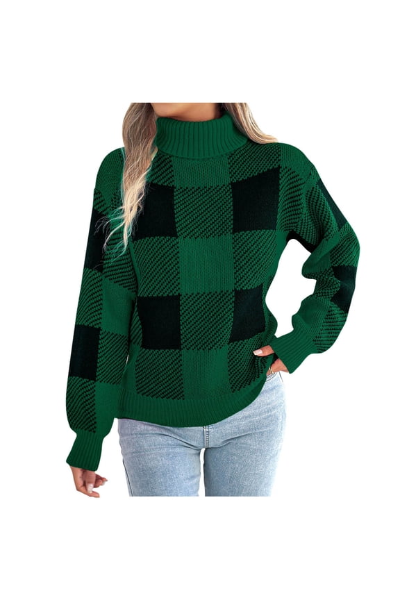 Blouses for Women Womens Plaid Trendy Comfy Sweatshirts Women‘s Casual Fashion Plaid Round-Neck Fall/Winter Long Sleeved Blouse Sweater Top