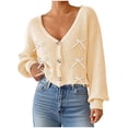 thumbnail image 1 of Yangnuo Cardigan Sweaters for Women Sweaters for Women Women's Casual Sweater Tops High V-Neck Long Sleeves Button Coat Jacket Knitted Blouse, 1 of 5