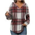 thumbnail image 1 of Yangnuo Fall Plaid Trendy V-Neck Sweatshirts for Women Women's Printed Long Sleeve Sweatshirts Fashion And Leisure V-Neck Hooded Top, 1 of 4
