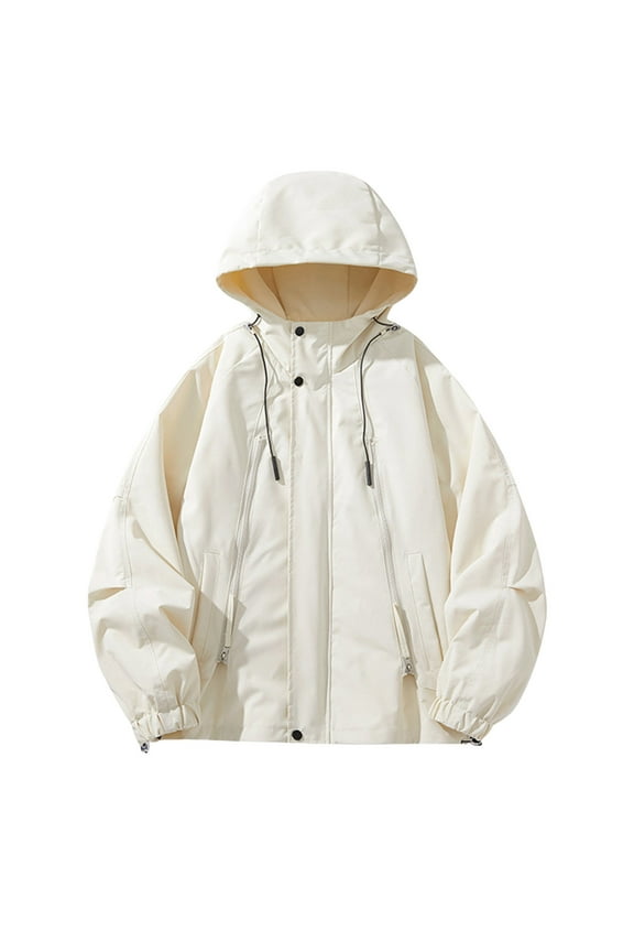 Fall Solid Color Windbreaker Jackets for Men Men's Outdoor Windproof And Waterproof Long Sleeved Hooded Workwear Jacket Jacket