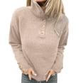 thumbnail image 1 of Yangnuo Fall Sweaters for Womens Trendy Sweaters 2025 Women's Solid Color Blouses Button Turtleneck Pullover Fashionable Sweater, 1 of 5