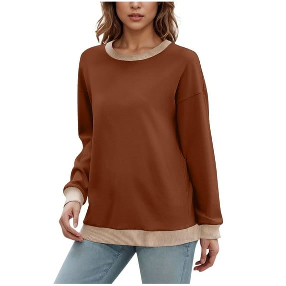Yangnuo Fall Winter Blouses for Women Women's Solid Color Winter Long Sleeved Solid Color Hoodie Top/Shirt