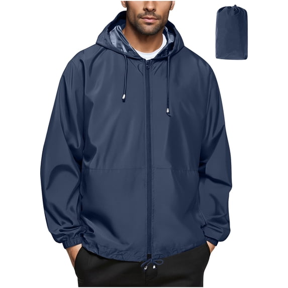 Yangnuo Fall Winter Casual Sports Comfy Windbreak Jackets for Men Men's Solid Color Outdoor Water Proofing Climb Sport Run Pocket Zipper Long Sleeved Hooded