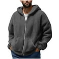 thumbnail image 1 of Yangnuo Fall Winter Fleece Comfy Soft Solid Color Jackets for Men Fashion Men's V-Neck Pullover Long Sleeve Hooded Blouse Sweatshirt, 1 of 5