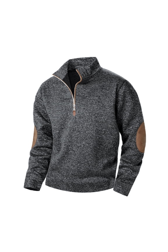 Fall Winter Trendy Casual Half Zip Up Sweatshirts Men's Solid Color Long Sleeved Stand Up Collar Zipper Pullover Sweatshirt