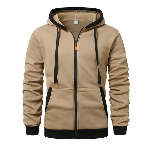 Yangnuo Fall Winter Trendy Comfy Zip Up Hoodies Men's Solid Color Zipper Cardigan Long Sleeved Hooded Sweatshirt Jacket