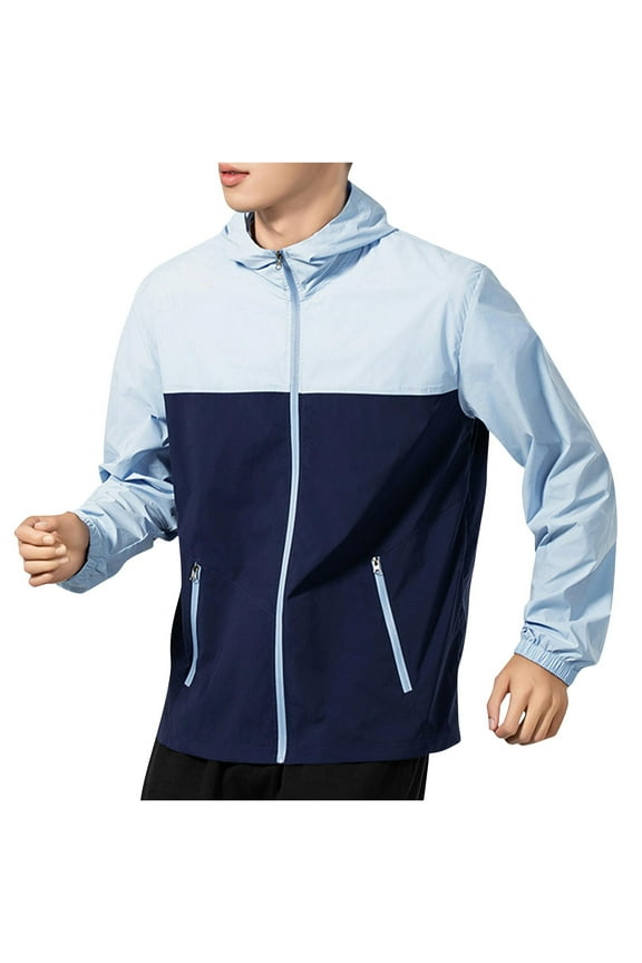 Fall Winter Windbreaker Jackets for Men Trendy Men's Solid Color Outdoor Climb Sport Run Pocket Zipper Long Sleeved Hooded