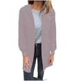 thumbnail image 1 of Yangnuo Fall Winter Womens Comfy Casual Jackets Cardigan Women's Solid Color Long Sleeved Hem Slit Double Pocket Hooded Casual Outwear, 1 of 5