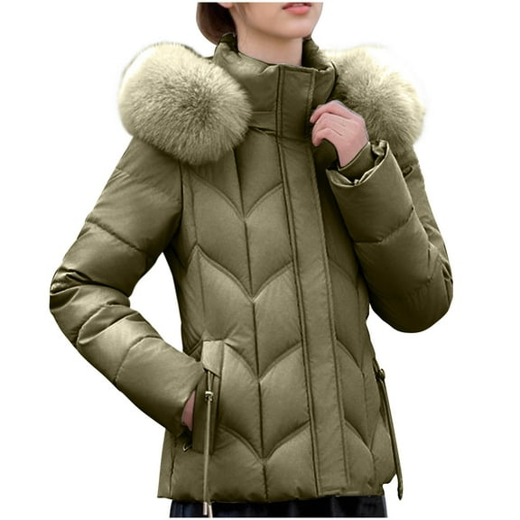 Yangnuo Fleece Trendy Warm Quilted Jackets for Women Ladies' Casual Colored Long-sleeved Hooded Jacket