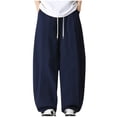 thumbnail image 1 of Rutainlusire Loose Pants for Mens Men's Casual Solid Color Plus Size Workwear Haren Elastic Waist Drawstring Pocket Pants, 1 of 5