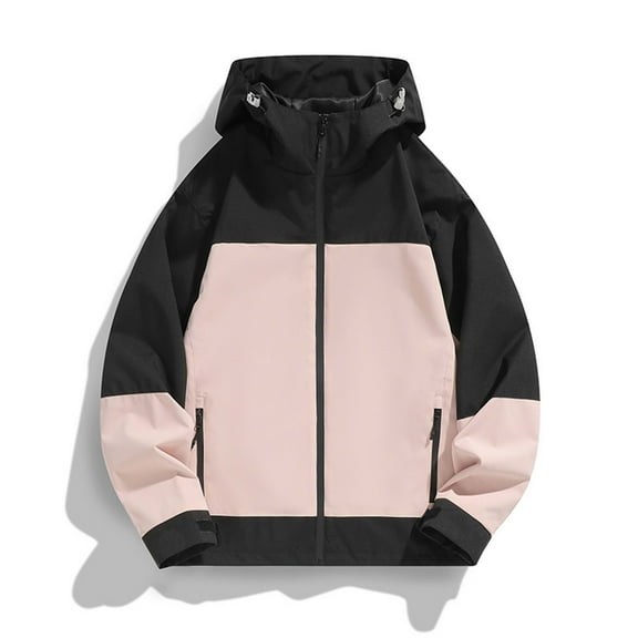 Yangnuo Mens Casual Fashion Windbreaker Jackets Men's Color Blocked Long Sleeved Hooded Windproof Proof Jacket