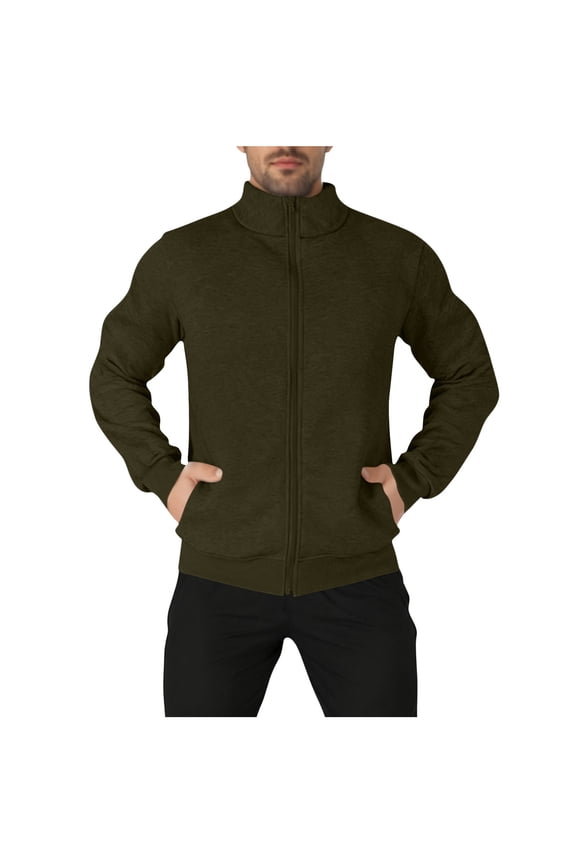 Mens Casual Solid Color Zip Up Jackets 2025 Men Casual Fashion Zipper Cardigan Standing Collar Open The Zipper On Both Arms Sweatshirt Pocket Coat