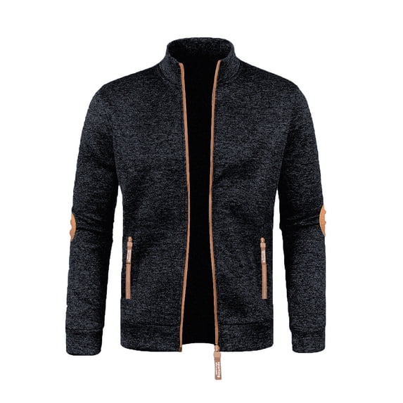 Yangnuo Mens Casual Sports Solid Color Zip UP Hoodies Men's Solid Color Long Sleeved Stand Up Collar Zipper Cardigan Sweater Jacket