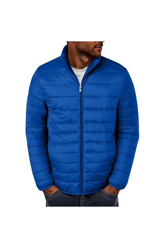 Mens Casual Warm Comfy Puffer Jackets 2025 Mens Solid Color Pocket Jacket Top Jacket