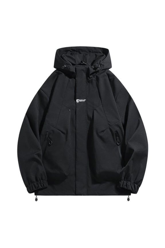 Mens Casual Windbreaker Jackets Men's Solid Color Outdoor Windproof And Waterproof Long Sleeved Hooded Jacket