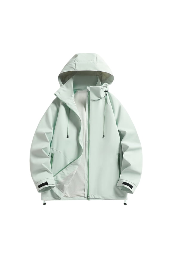 Mens Fashion Casual Sports Windbreaker Jackets Fall Winter Men's Solid Color Waterproof Long Sleeved Hooded Workwear With Multiple Pockets Jacket