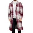 thumbnail image 1 of Yangnuo Mens Fashion Warm Plaid Coat Jackets 2025 Fall Winter Mens Trench Coat Long Casual Lapel Winter Wool Plaid Coat With Pockets, 1 of 5