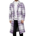 thumbnail image 1 of Yangnuo Mens Fashion Warm Plaid Coat Jackets 2025 Fall Winter Mens Trench Coat Long Casual Lapel Winter Wool Plaid Coat With Pockets, 1 of 6