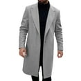 thumbnail image 1 of Yangnuo Mens Fashion Warm Solid Color Coat Jackets 2025 Fall Winter Mens Trench Coat Long Casual Lapel Winter Wool Plaid Coat With Pockets, 1 of 6