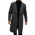 thumbnail image 1 of Yangnuo Mens Fashion Warm Solid Color Coat Jackets 2025 Fall Winter Mens Trench Coat Long Casual Lapel Winter Wool Plaid Coat With Pockets, 1 of 6