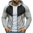 thumbnail image 1 of Yangnuo Mens Trendy Casual Comfy Zip Up Hoodies Men's Solid Color Spliced Long Sleeved Hooded Zipper Cardigan Sweater Jacket, 1 of 5