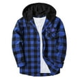 thumbnail image 1 of Yangnuo Mens Trendy Comfy Plaid Hooded Jackets Men Casual Patchwork Fashion Plaid Hooded Button Long Sleeve Shirt Blouse, 1 of 4