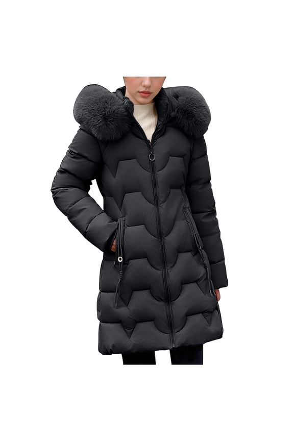 Trendy Comfy Cozy Warm Quilted Jackets for Women Ladies' Casual Colored Long-sleeved Hooded Jacket