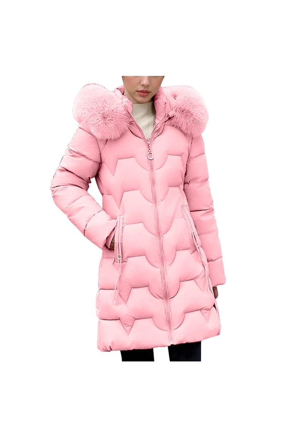 Trendy Comfy Cozy Warm Quilted Jackets for Women Ladies' Casual Colored Long-sleeved Hooded Jacket