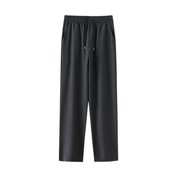Rutainlusire Trousers for Men Plus Size Men's Casual Solid Color Plus Size Haren Elastic Waist Drawstring Pocket Pants