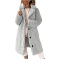 thumbnail image 1 of Yangnuo Winter Warm Fleece Coat Jackets for Women 2025 Women's Loose And Winter Wool Long Sleeved Lapel Women'S Wool Medium Long Coat, 1 of 5