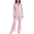 thumbnail image 1 of Yangnuo Women's Casual Velvet Fur Trim Collared Long-Sleeve Pajama Set Women's Casual Solid Color Long Sleeved Lapel Set Casual Top Pants Pajama Set, 1 of 4